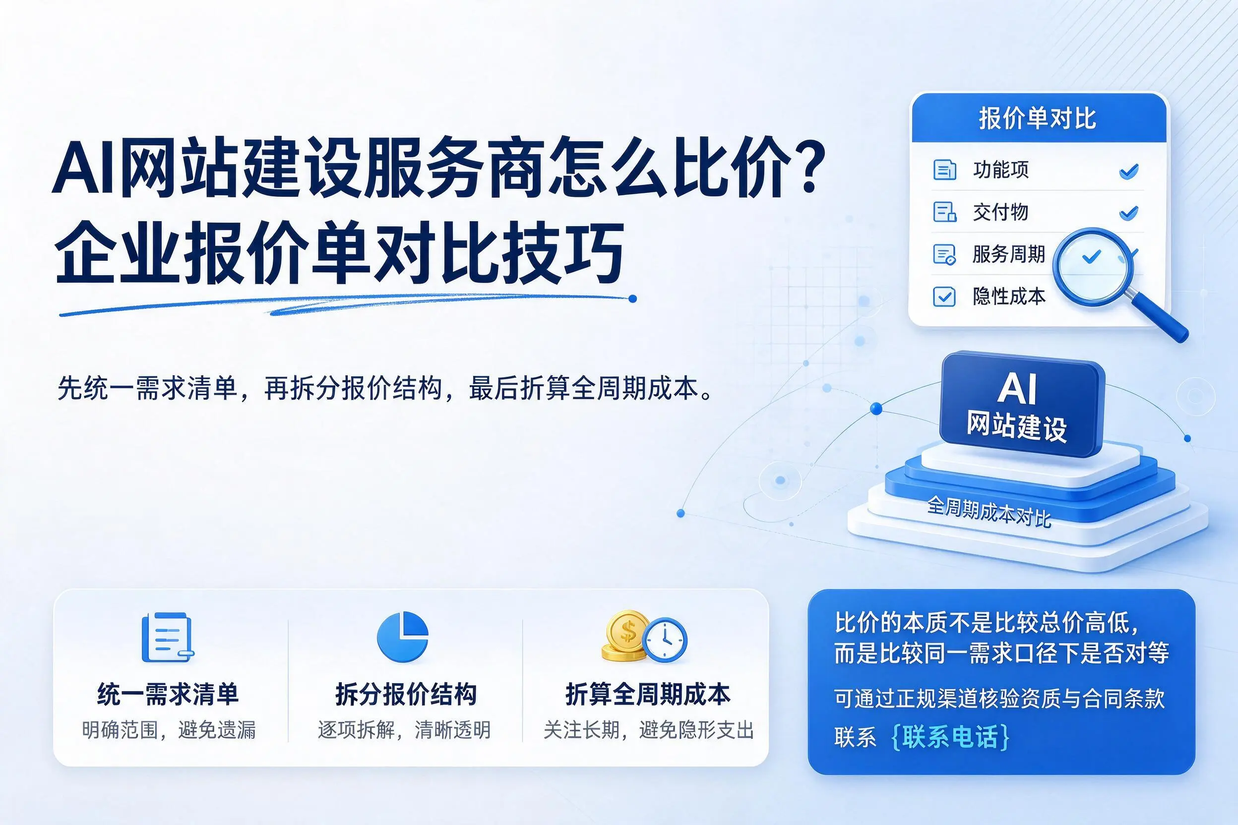 AI网站建设服务商怎么比价?绍兴企业报价单对比技巧