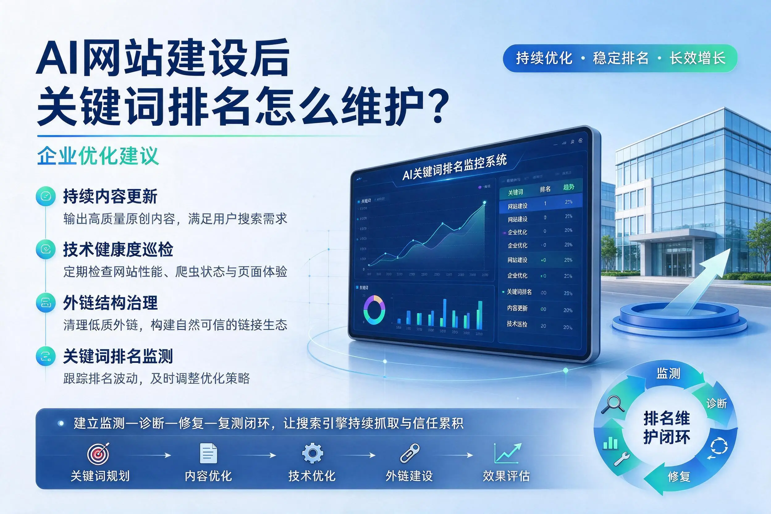 AI网站建设后关键词排名怎么维护？绍兴企业优化建议