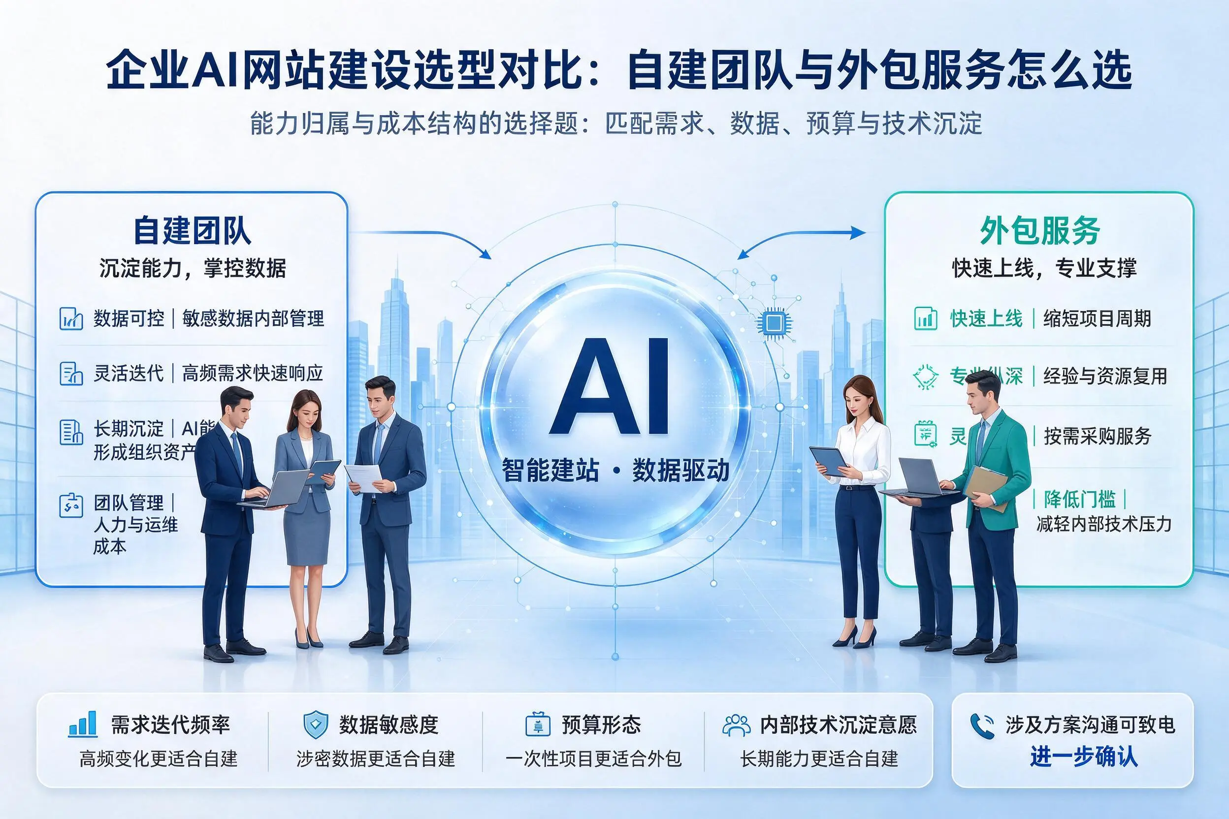 绍兴企业AI网站建设选型对比：自建团队与外包服务怎么选